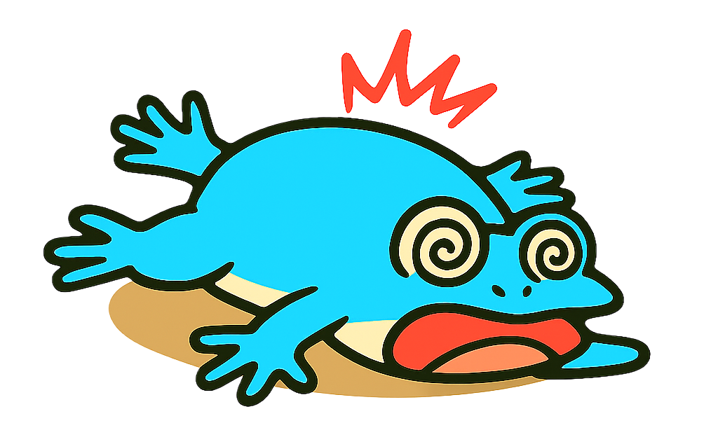 転倒するカエル
